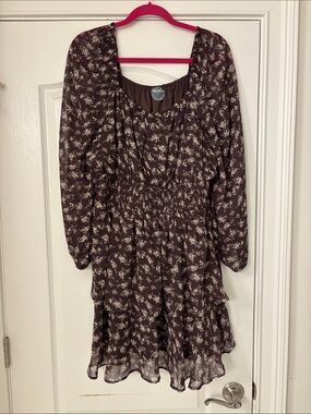 Arula Brown Floral Mini Dress